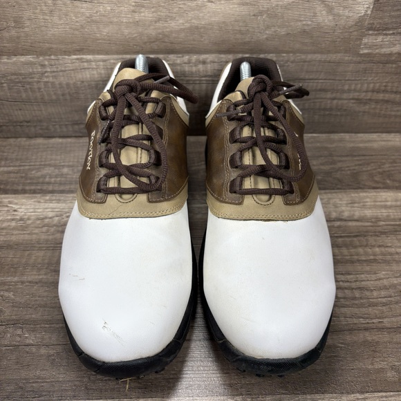 FootJoy GreenJoys White Brown Mens US Size 10 Wide 45307 Golf Shoes - Picture 2 of 9